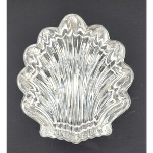 Vintage GORMAN Crystal Scallop Trinket Dish Clear Elegant 4x3.5x1"